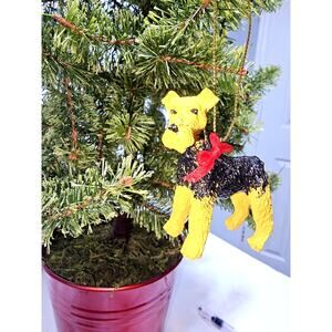 Wire Fox Terrier with Red Bow Christmas Tree Ornament!